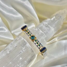 Ocean Kyanite, Blue Sapphire & Emerald Cuff Bracelet