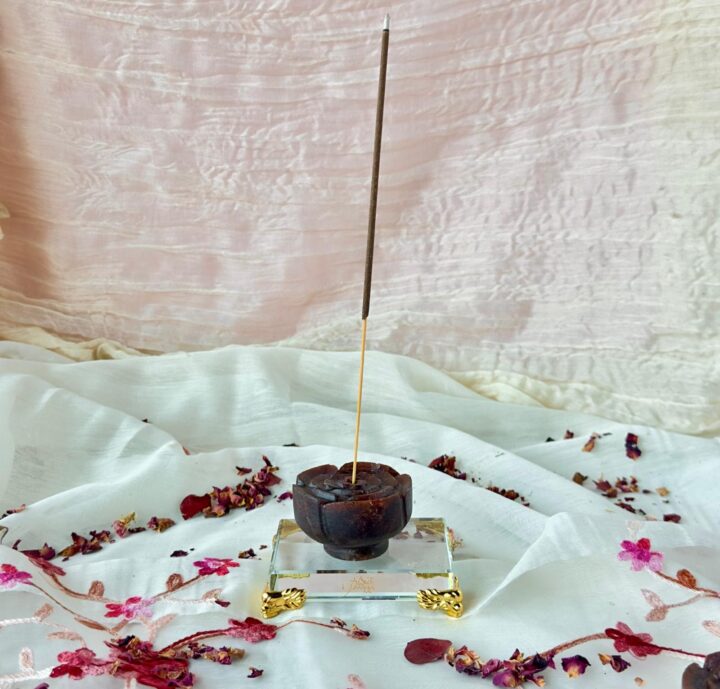 Almandine Garnet Rose Incense Stick Holder