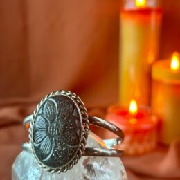 Black Sunstone Cuff Bracelet