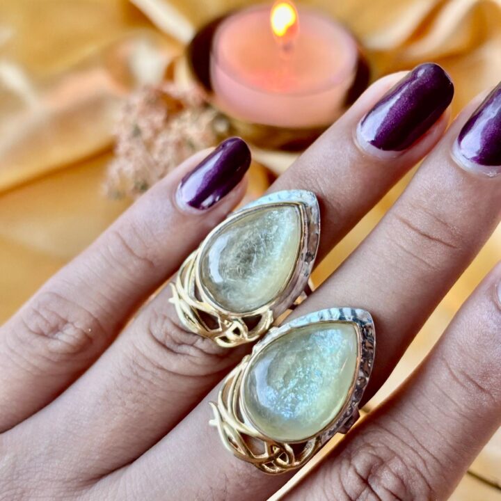 Golden Gel Lepidolite Ring