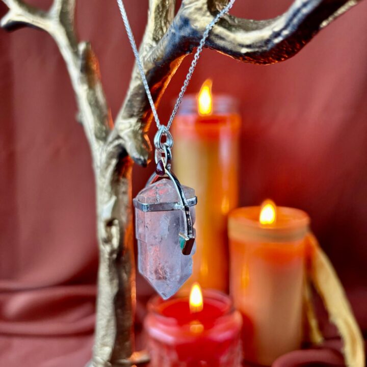 Tibetan Quartz, Emerald & Ruby Pendant