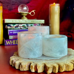 Clear Quartz Tea Light Holder Trio