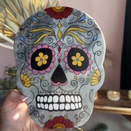 Hand Painted Grey Jasper Sugar Skull Plate