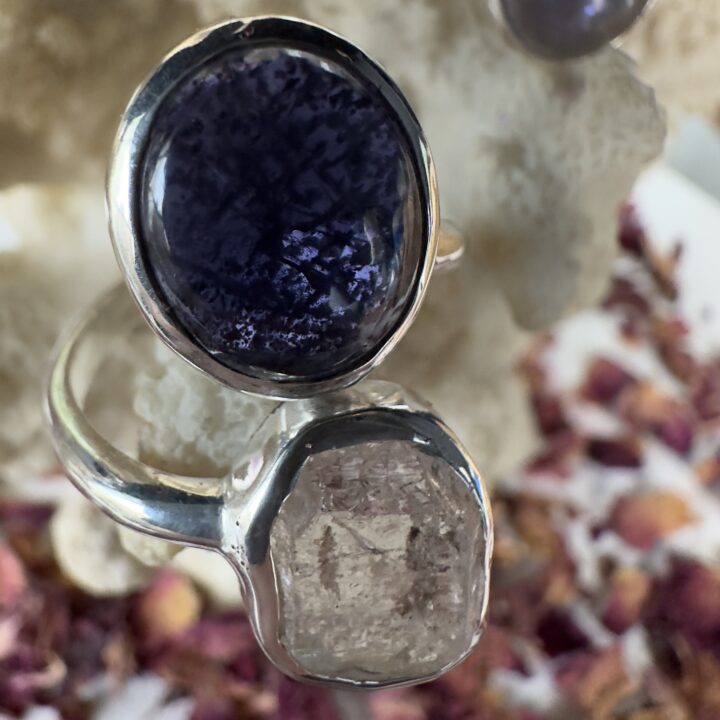 Iolite & Herkimer Diamond Bypass Ring