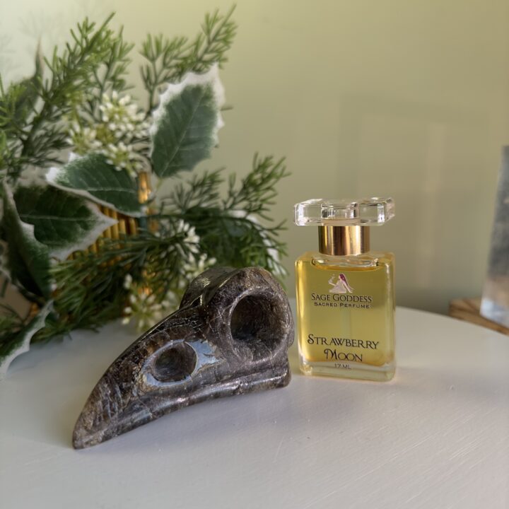 Labradorite Corvid Skull & Intuitively Chosen Moon Perfume Duo