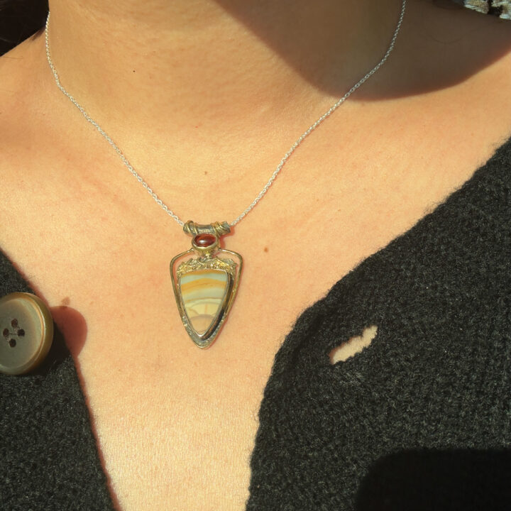 Polychrome Jasper & Spessartine Garnet Pendant