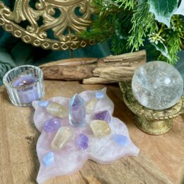 Rose Quartz Lotus Gridding Plate