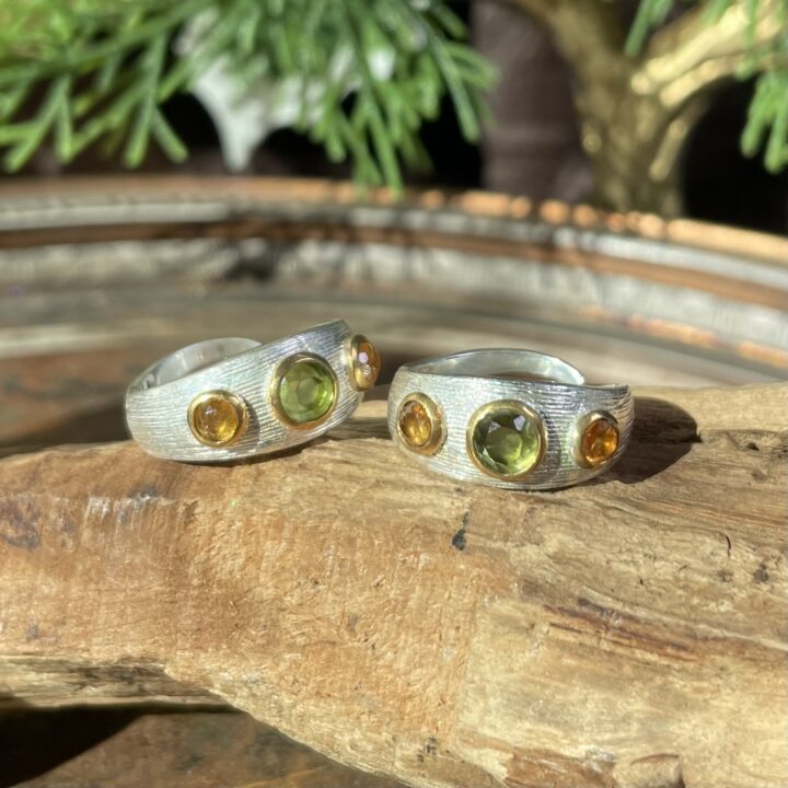 Spessartine Garnet & Peridot Prosperity Intention Ring