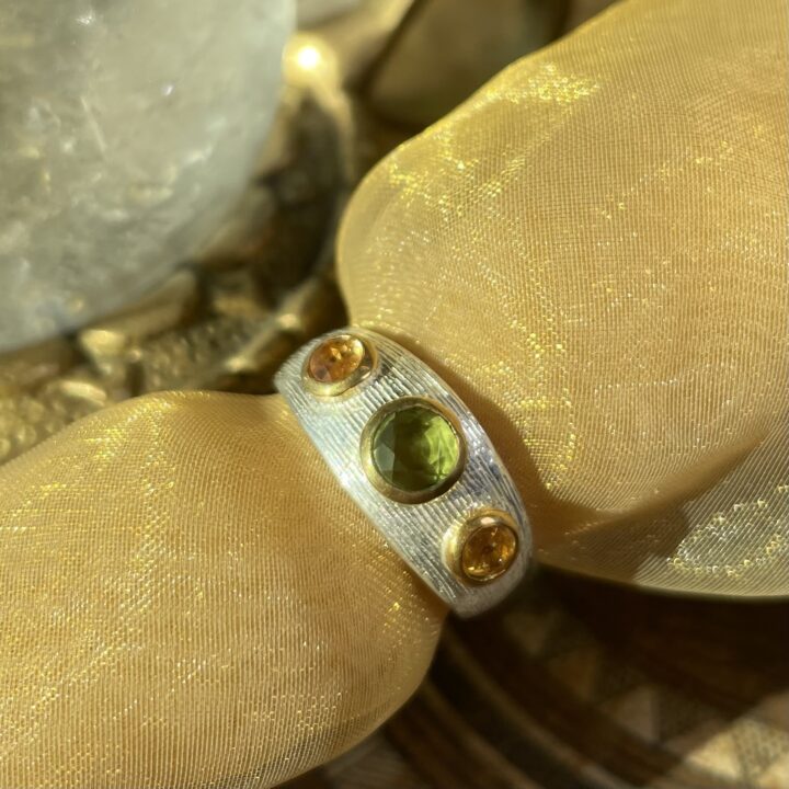 Spessartine Garnet & Peridot Prosperity Intention Ring