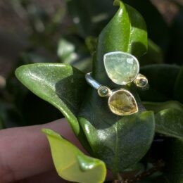 Citrine, Prehnite with Epidote & Green Tourmaline Ring