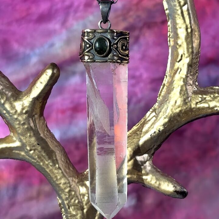 Diamantina Laser Quartz Point with Green Tourmaline Pendant