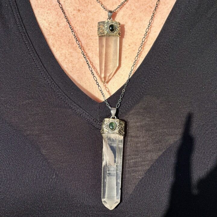 Diamantina Laser Quartz Point with Green Tourmaline Pendant