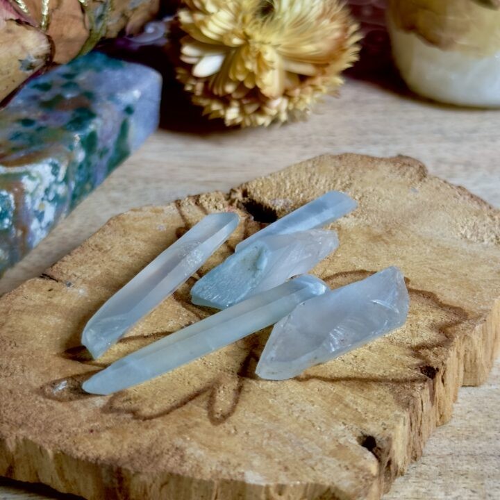 Natural Blue Amphibole Quartz Point