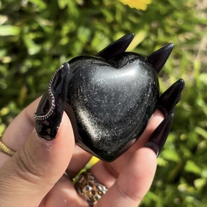 Silver Sheen Obsidian Heart