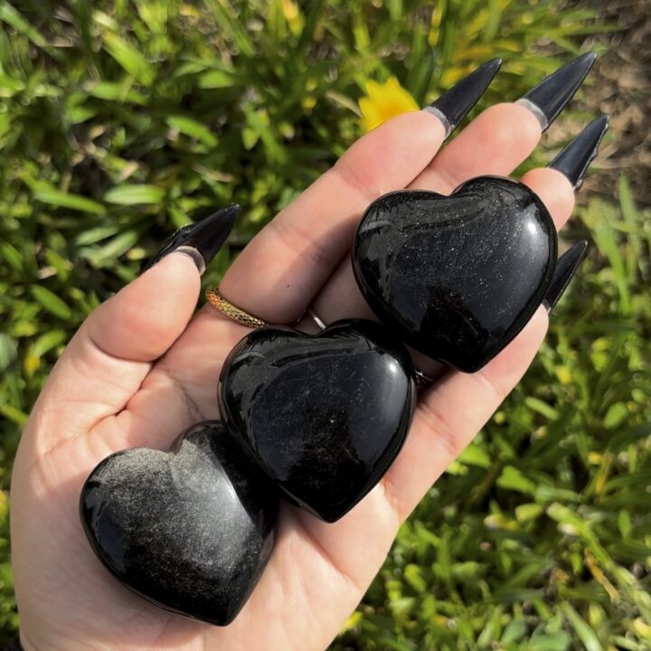 Silver Sheen Obsidian Heart